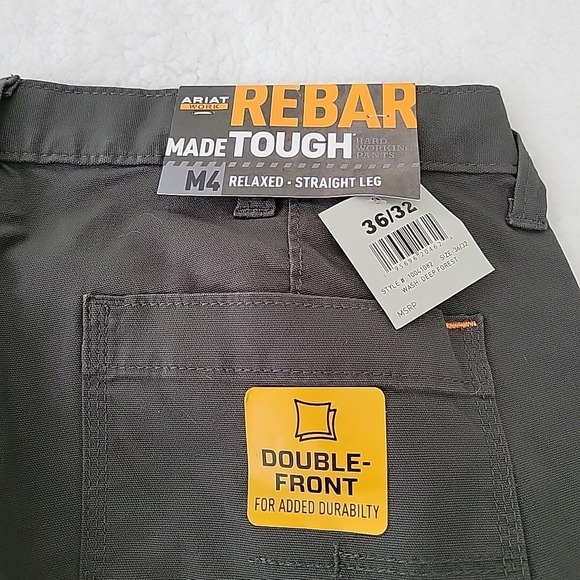 NWT Ariat Men's Rebar M4 Relaxed Straight Leg DuraStretch Deep Forest Jeans - Picture 7 of 11